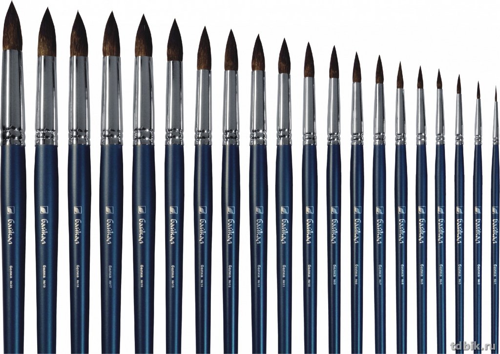 Кисть Белка № 5 круглая Байкал (длинная синяя ручка) d-3,0мм/L-14,0мм Альбатрос