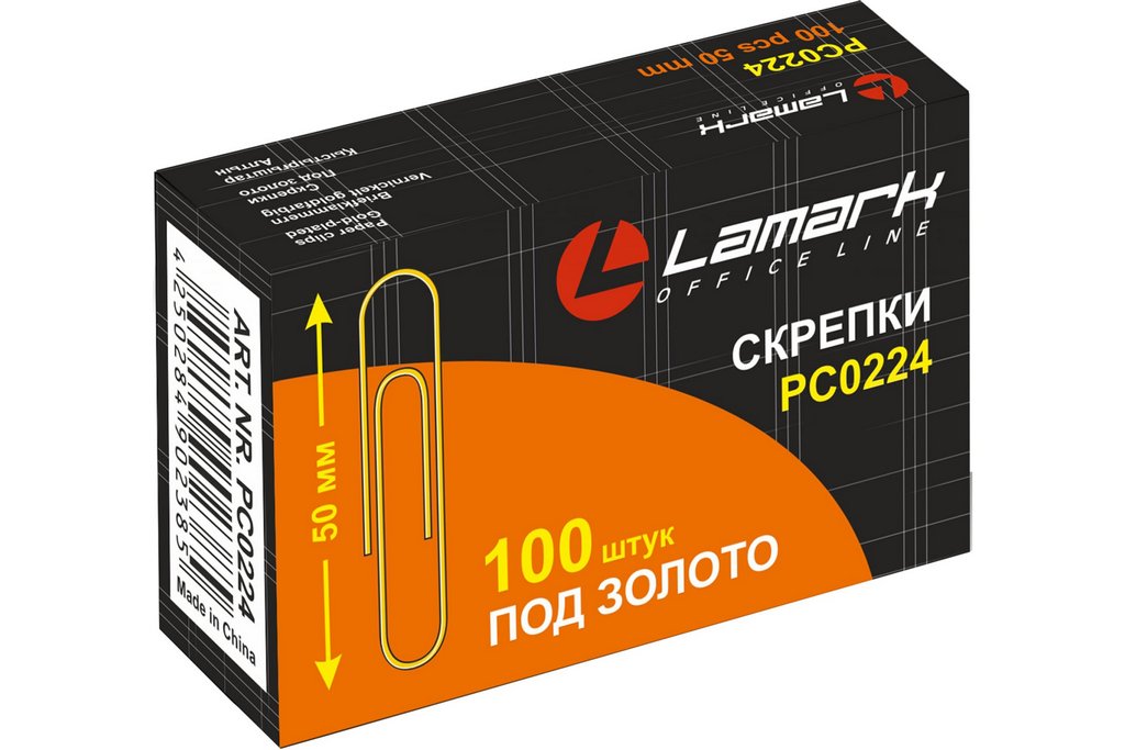 Скрепки 50 мм 100 шт/уп никелированные Lamark