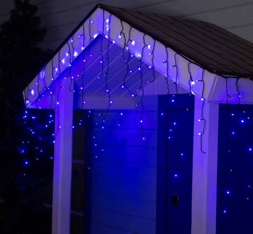 Гирлянда уличная Бахрома  3*0,6м, 160 синих ламп, темная нить (от -30 до +35°С) монтаж до -10°С