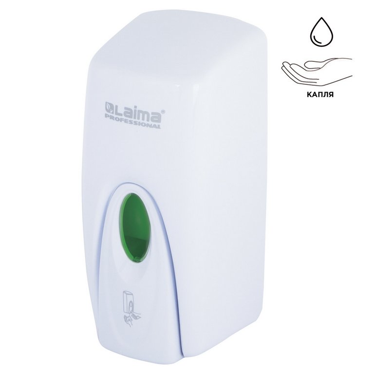 Диспенсер для жидкого мыла 1л, белый пластик, (13*26,5*12,5см) LAIMA