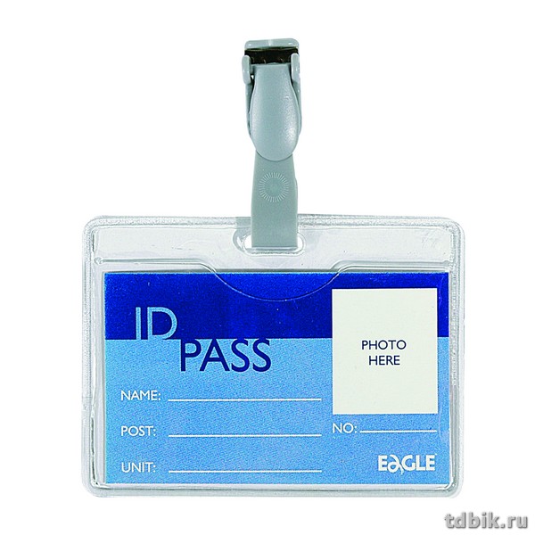 Бейдж горизонтальный  99*71мм (вставка 89*54мм) с клипсой Eagle