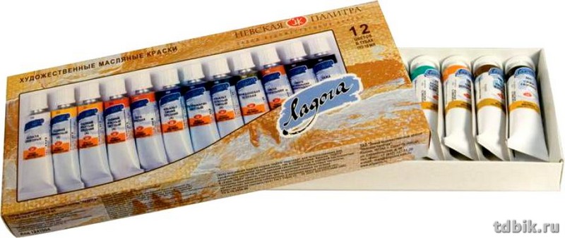 Краски масляные художественные 12 цв. в тубах на 18мл Невская палитра "Ладога"