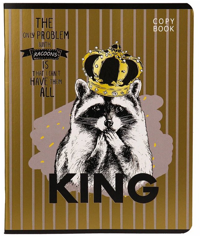 Тетрадь 48 лист кл. А5 на скрепке Collezione "ЖИВОТНЫЕ В КОРОНАХ" мелов. обл., лён