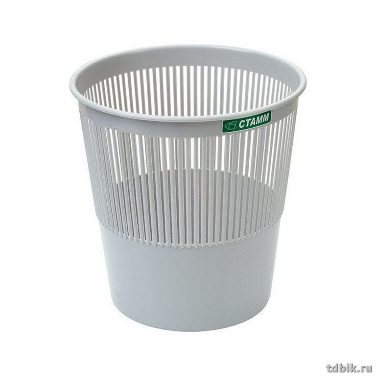 Корзина для бумаг пластиковая  9л сетчатая, серая, Стамм