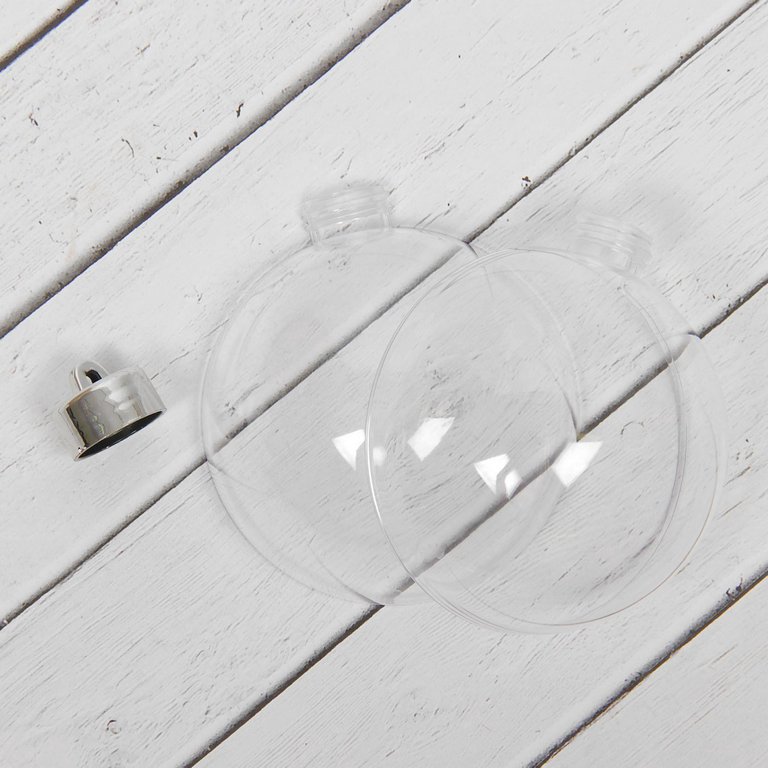 Елочный шар-заготовка  80 мм, цвет прозрачный, раздельные части