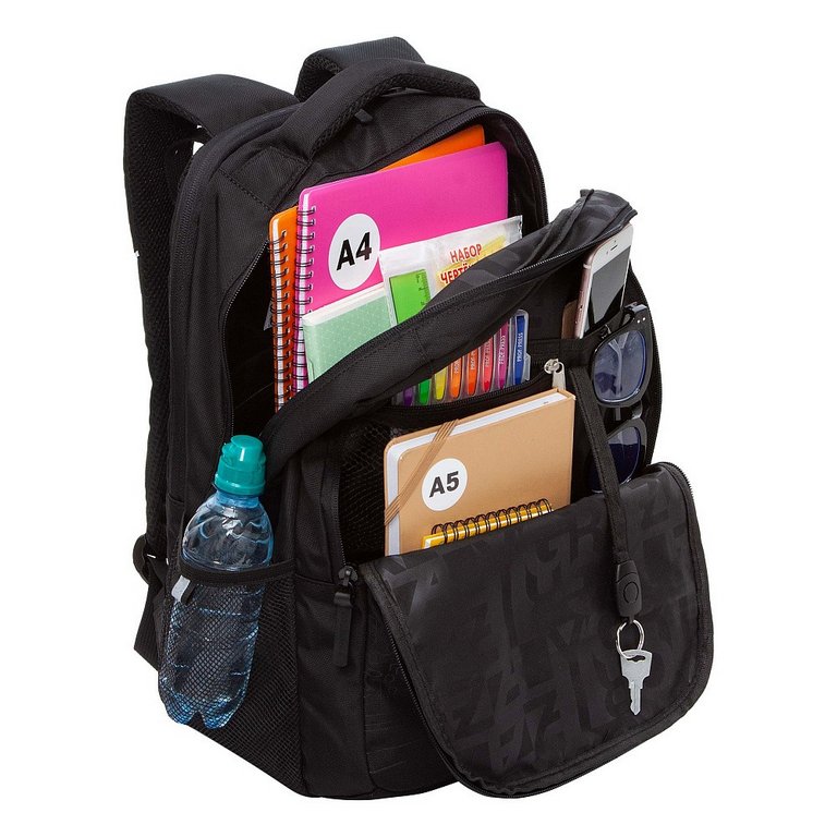 Рюкзак молодежный мужской Grizzly 42*31*22 см., черный