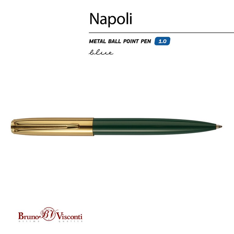 Ручка шариковая Bruno Visconti "Napoli" металл. корпус зеленый/золотой (стерж.99мм)