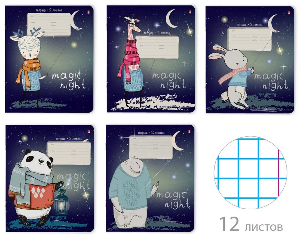 Тетрадь 12 лист кл. А5 "MAGIC NIGHT" 5 видов