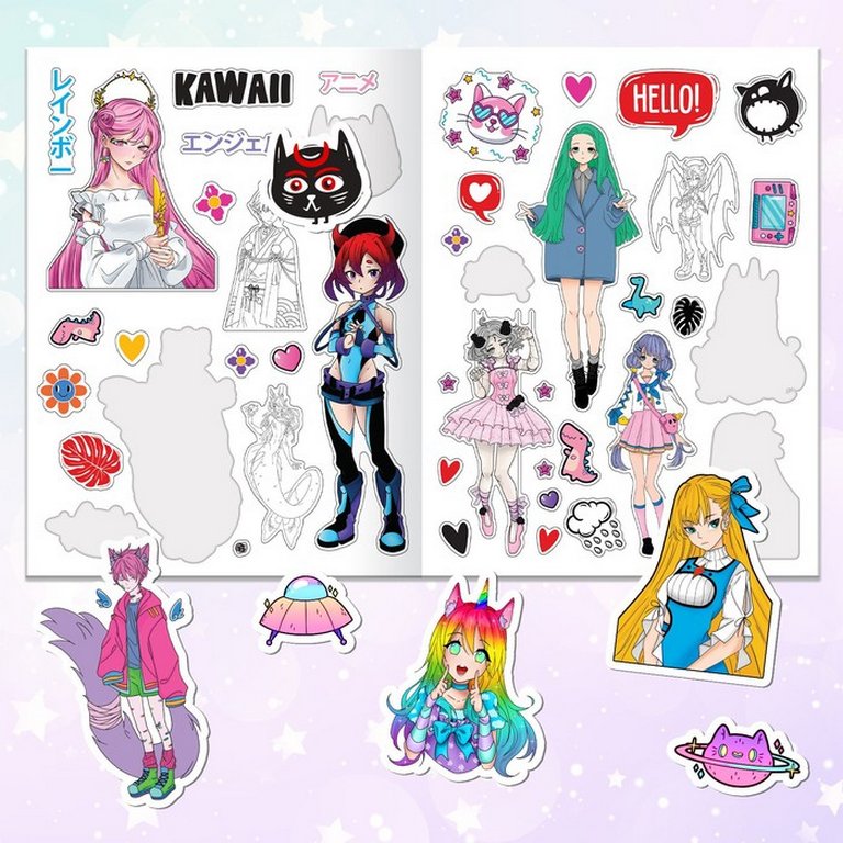 Набор наклеек 135 шт "Обклей всё классными стикерами! Аниме"
