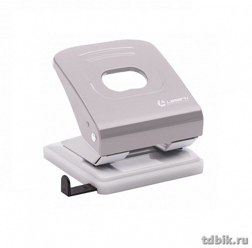 Дырокол до 30л метал. Lаmark "Mettallic", с линейкой, серый