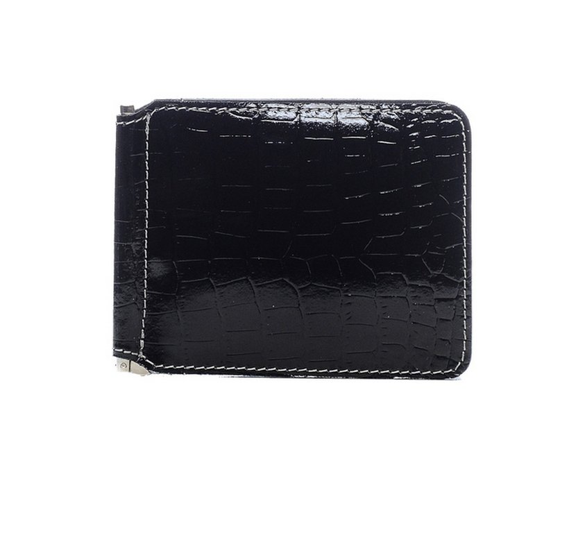 Зажим для денег Faetano "Геккон" с карманом , нат.кожа, черный