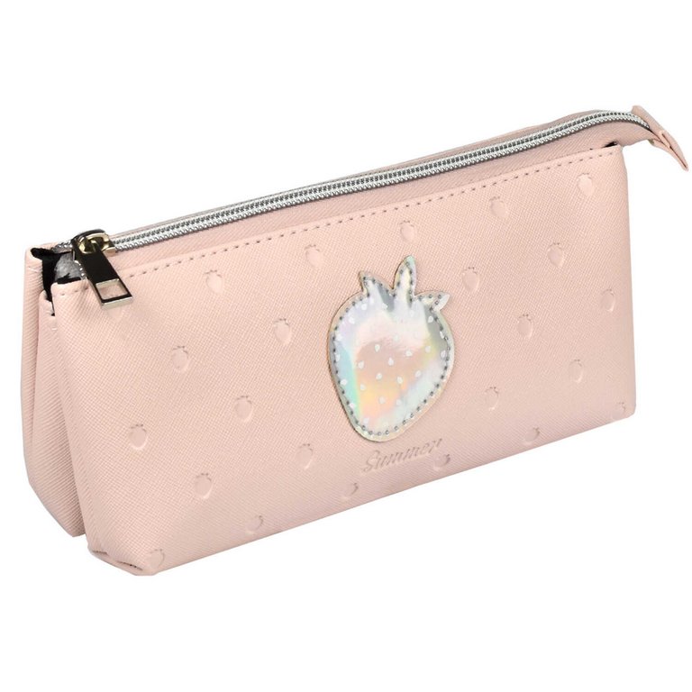 Пенал  для девочки "Паттерн" 19*10,5 см кожзам, розовый