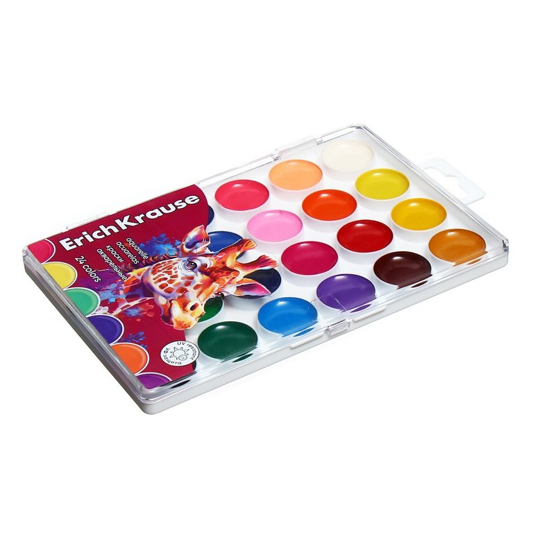 Краски акварельные 24 цв. ErichKrause "Safari" (без кисти, пластиковая упаковка)