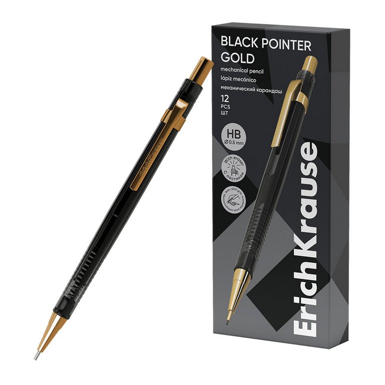 Карандаш механический 0.5 мм ErichKrause "Black Pointer Gold" черный корпус