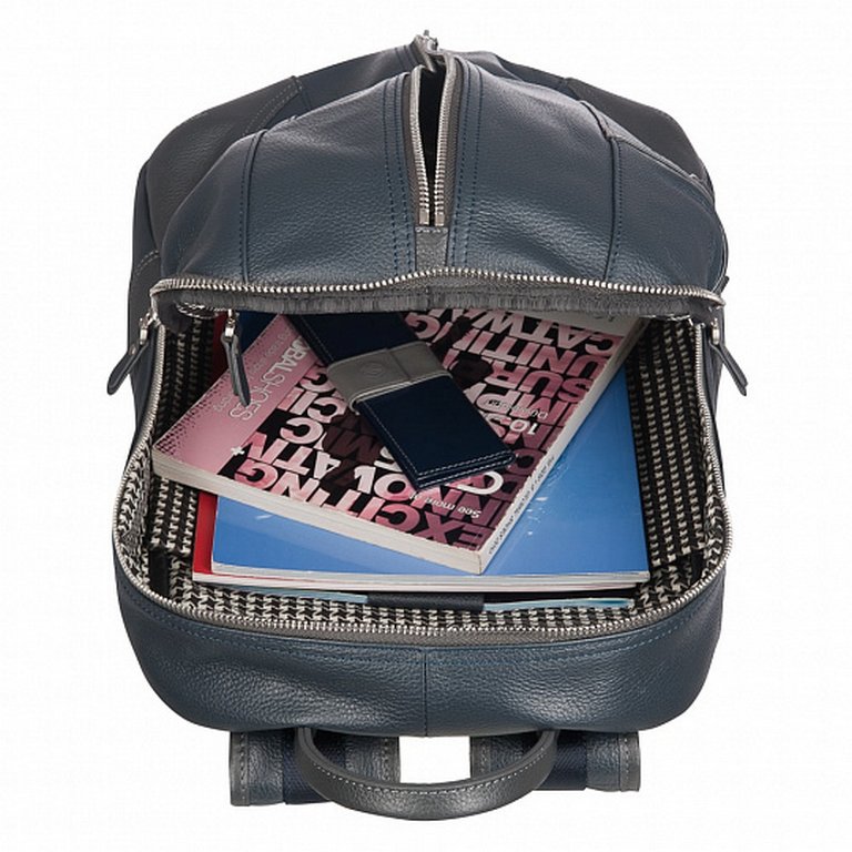 Рюкзак женский Dr.Koffer 32*42*14 см, нат. кожа, синий