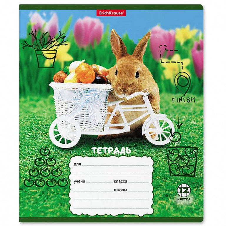 Тетрадь 12 лист кл. А5 "Кролики" ассорти