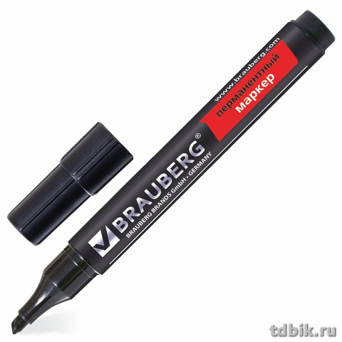 Маркер перманентный  5-1 мм BRAUBERG "Contract" скошенный, черный