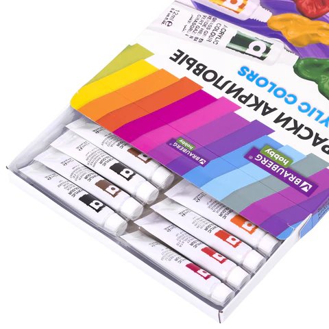 Краски акриловые художественные 24цв. 12мл BRAUBERG HOBBY