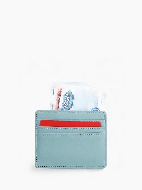 Картхолдер, на 3 карты, отделение для купюр, голубой