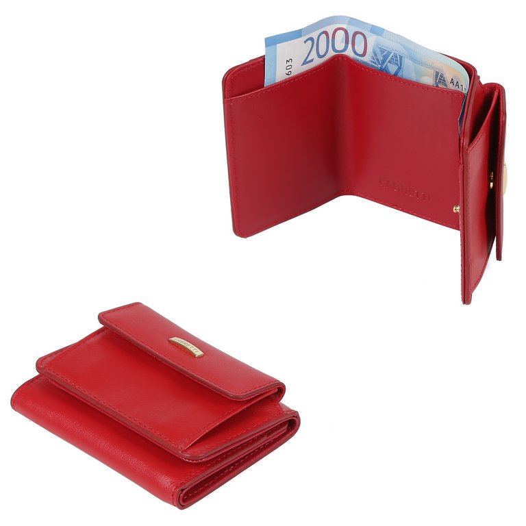 Портмоне FABRETTI женское, нат. кожа,  9,5х7х3 см, красный