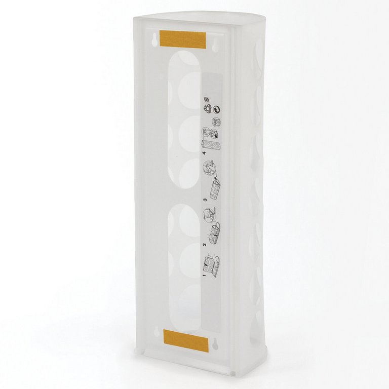 Держатель контейнер для пакетов, мешков, бахил, 45х16х13 см, крепеж в комплекте, цв. белый