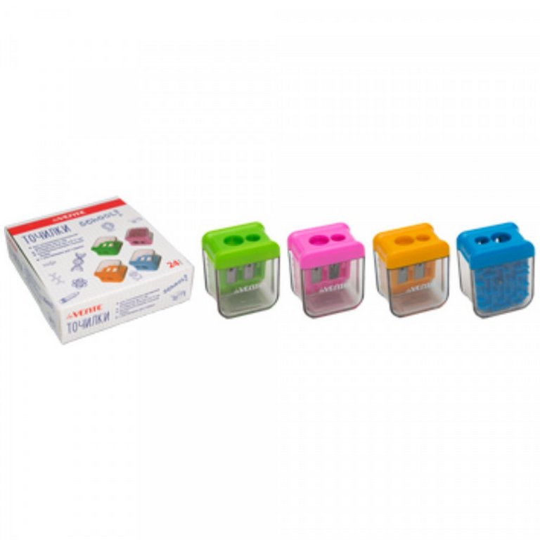 Точилка с контейнером два отверстия deVENTE "School. Labyrinth" 38x25x45 мм, ассорти