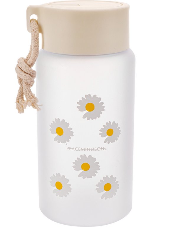 Бутылка пластиковая  450мл "Ромашка" бежевый