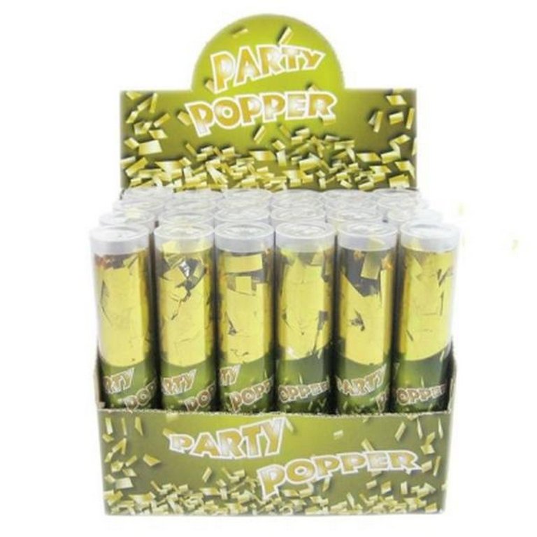 Хлопушка 20см пневматическая "Party Popper" цвет золотистый
