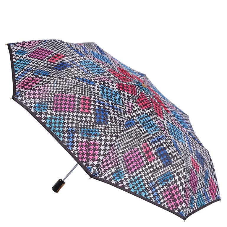 Зонт женский суперавтомат Fabretti, облегченный, 3 сложения, сатин, синий