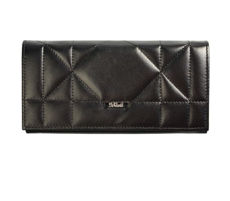 Портмоне D.Morelli женское "Шарм" большое, нат.кожа, черное