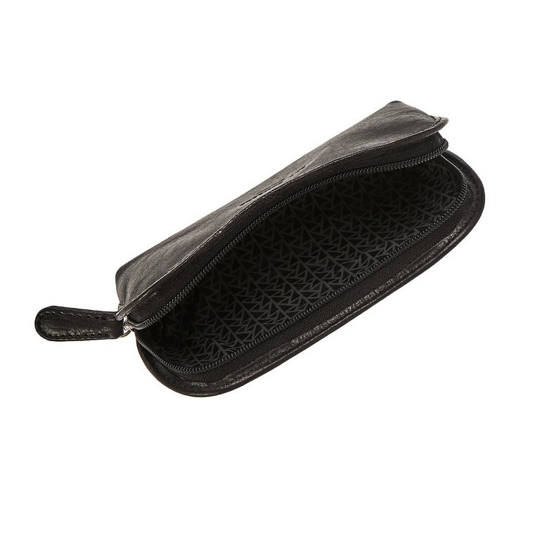 Футляр для очков Dr.Koffer, 7*15*3см, нат. кожа, на молнии, черный