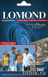 Фотобумага Lomond Premium А6, 260г, суперглянец 20 л/уп.