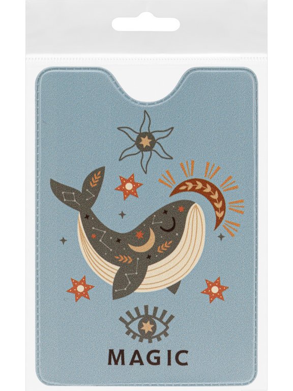 Обложка для проездного билета "Магический кит" из ПВХ 7*9,5 см
