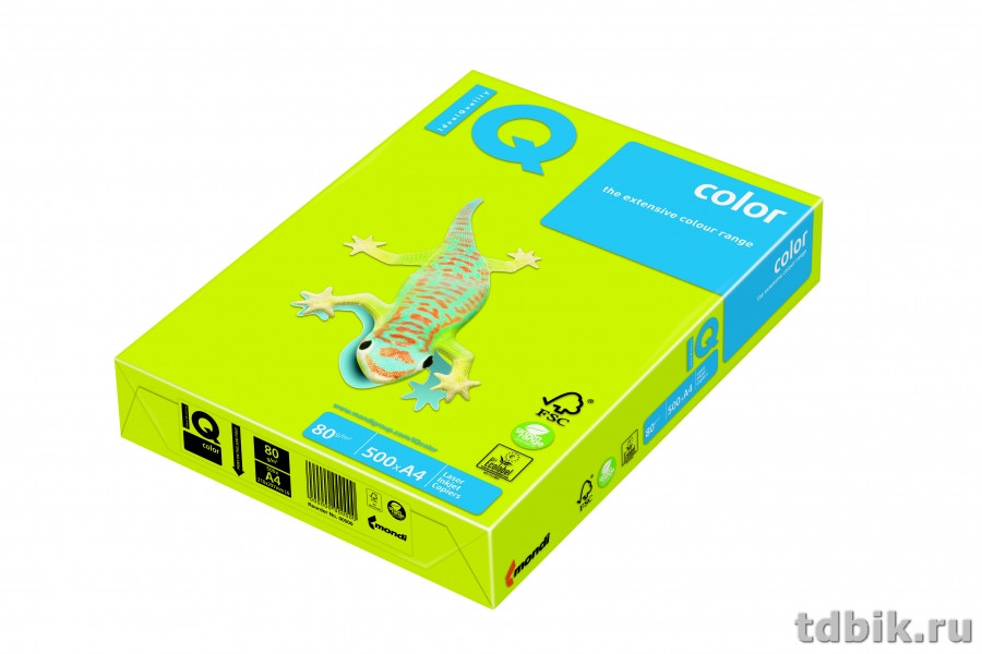 Бумага IQ neon 80 А3, 500 лист/уп, неон зелёный