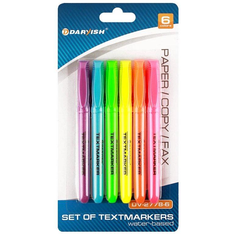 Набор текст-маркеров  6 шт Darvish  (желтый, оранж, фиол, зеленый, розовый .голубой)