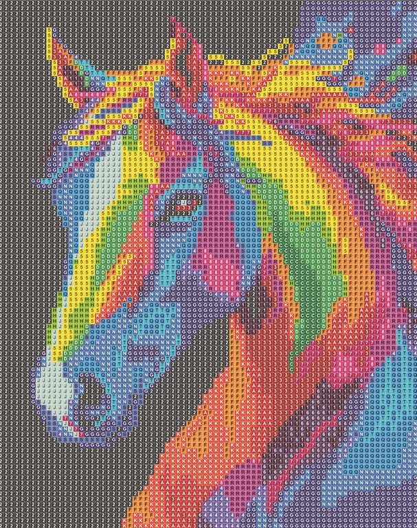 Алмазная мозаика 20*25см "Неоновый конь" Феникс+