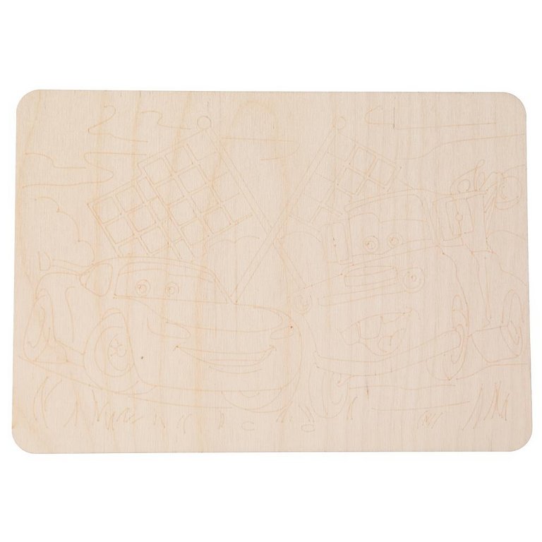 Выжигание "Тачки" 20*22 см, МУЛЬТИ АРТ (панно с рисунком)