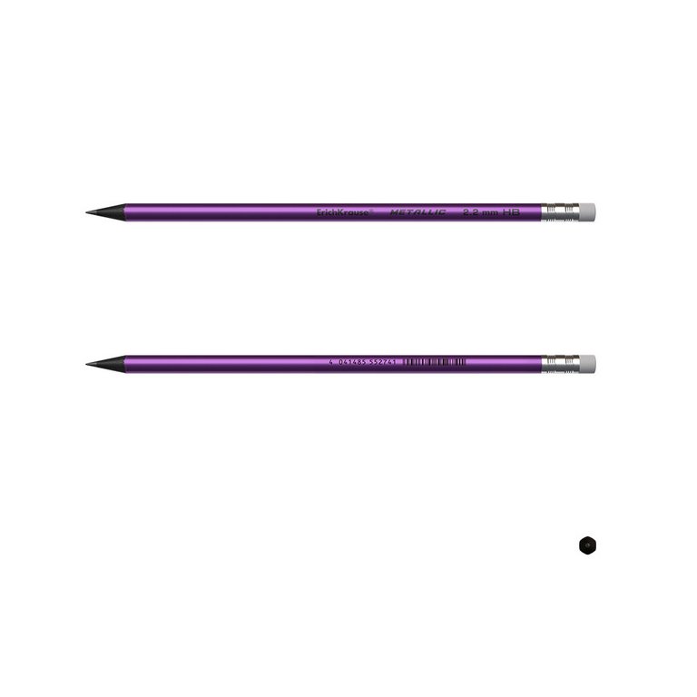 Карандаш ч/г HB ErichKrause "Metallic " с ластиком (ассорти)