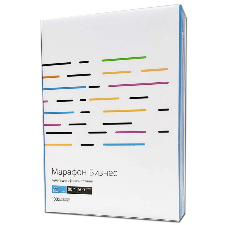 Бумага офисная Марафон Бизнес А4, 80 г/м2, 153% CIE, толщ. 107мкм, непрозр. 91%, 500 л/пач.