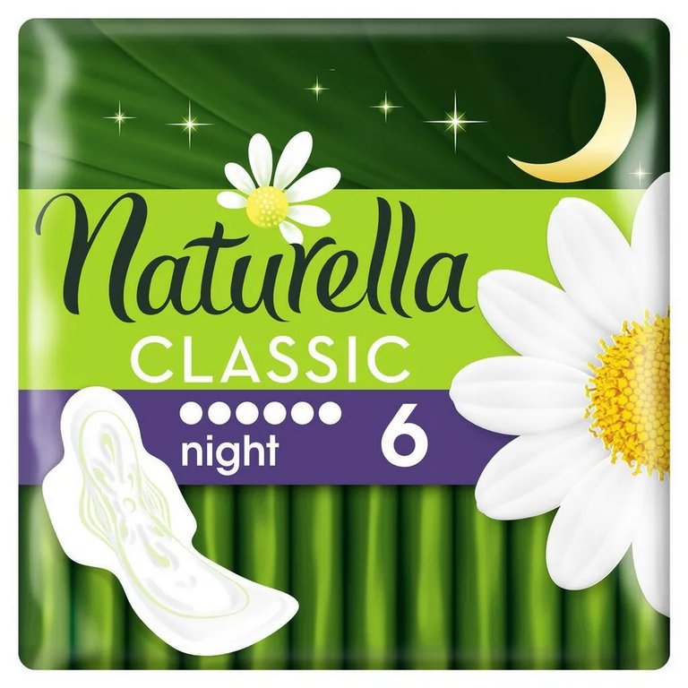 Прокладки Натурела Классик Camomile Night Single 6шт/уп