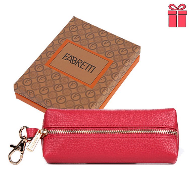 Футляр для ключей FABRETTI нат. кожа, 13х2,5х5,5 см, коралловый