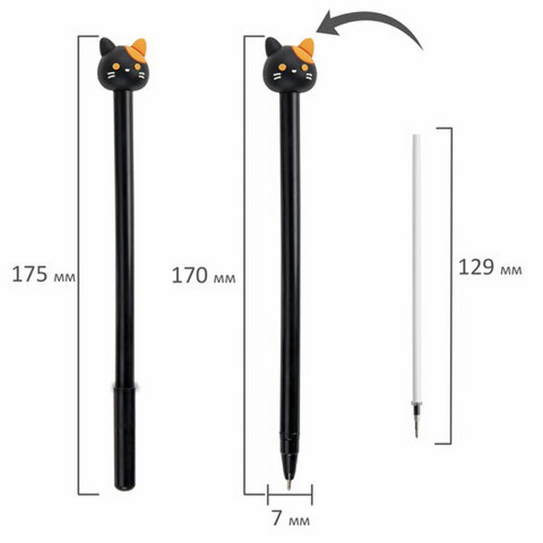 Ручка шариковая сувенирная "Кошка" 0,7мм, синяя (ассорти) ЮНЛАНДИЯ