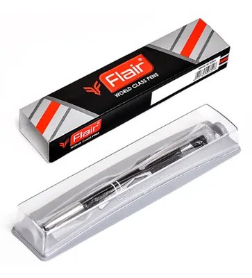 Ручка шариковая Flair "Miami" подар. футляр корп. черный мет. синяя 0,7мм (стерж.116мм)