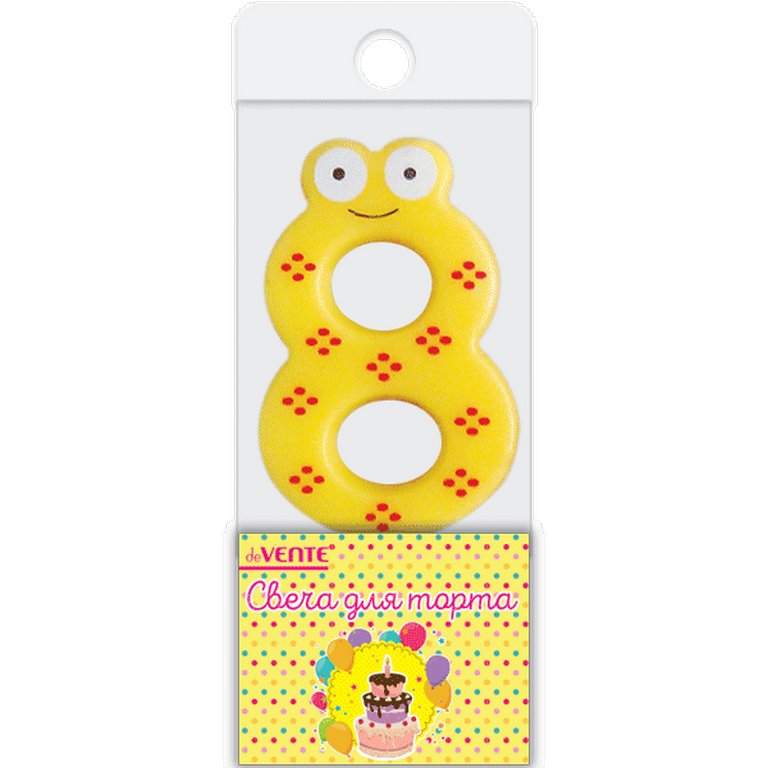 Свеча для торта "Цифра  8" Смешная, с рисунком, 6,1x3,9x0,85 см,