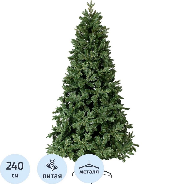 Ель декоративная  2,4 м "Барокко" Премиум (литые побеги, ПВХ) цв. зеленый Green Trees