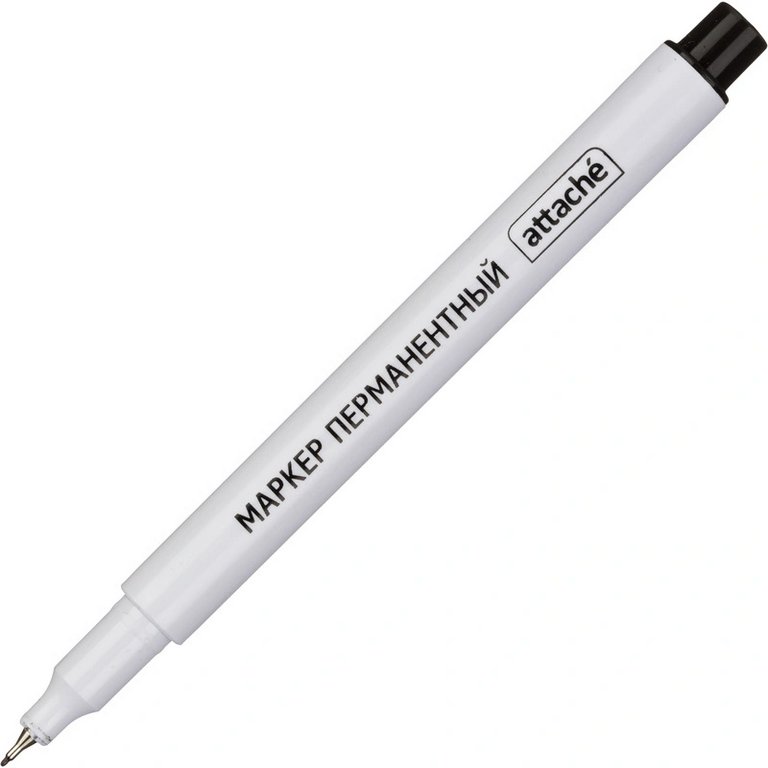 Маркер перманентный  0,5 мм Attache черный, супертонкий метал. наконечник