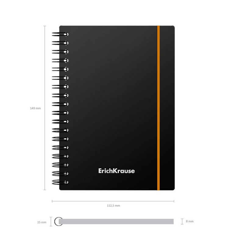 Тетрадь 80 лист кл. А6 на спирали пластиковая обложка "Pastel" чёрный