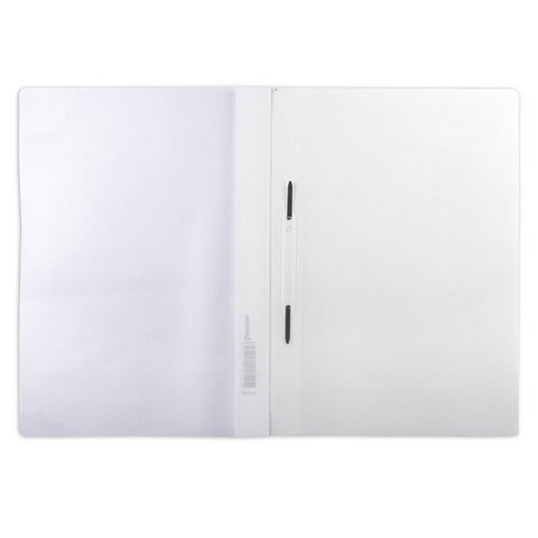 Папка-скоросшиватель А4 пластик  (0,14/0,18 мм) с отверст. цв. белый BRAUBERG