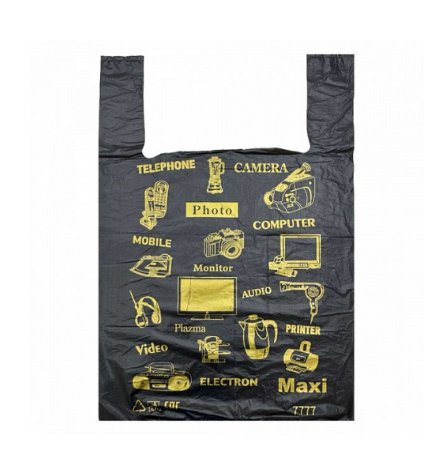 Маечка 40*65см (24 мкм) ПНД "Электрон" 50 шт/уп, черный, (макс. нагрузка 25кг.)