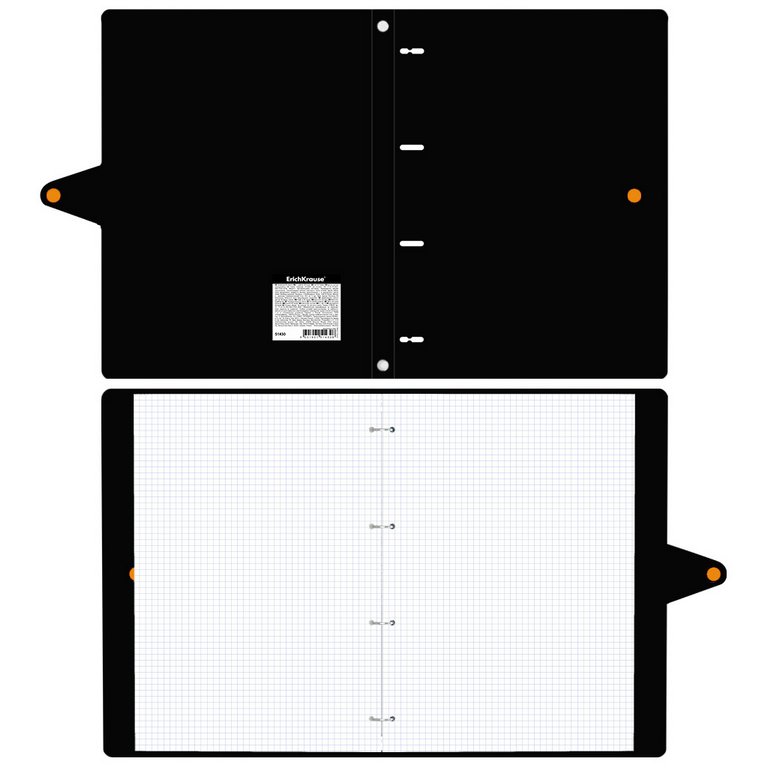 Тетрадь А4 80 лист кл. на кольцах, пластиковая обложка на кнопке "Accent" черный